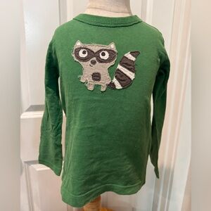 Mini Boden 3-4Y Green Kids Raccoon Long Sleeve Shirt